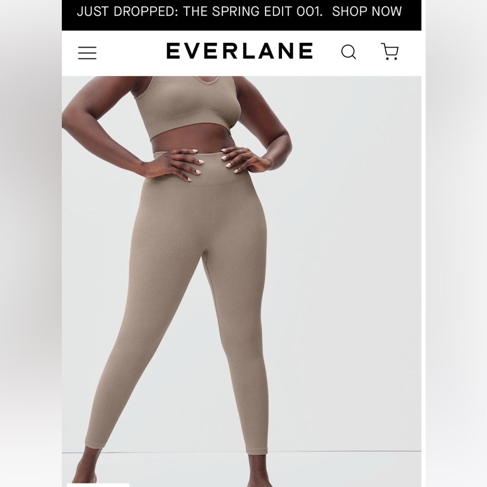 Everlane seamless short sleeve cropped top and leggings set size xs/s